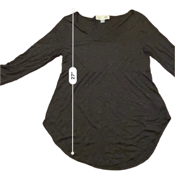 Old Navy charcoal gray maternity scoop neck long sleeved top with silver threads - Picture 5 of 11